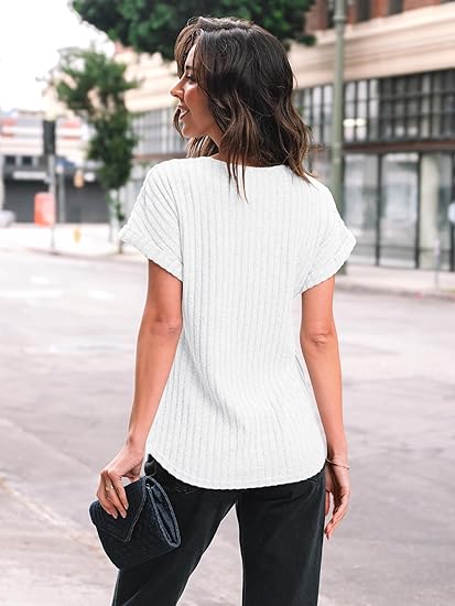 AUTOMET Tops de verano para mujer, suéteres, camisas casuales elegantes de manga corta - Quierox - Tienda Online