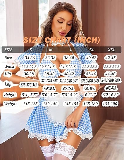 Avidlove Conjuntos de lencería para mujer traje de sirvienta de encaje sexy de 6 piezas - Quierox - Tienda Online