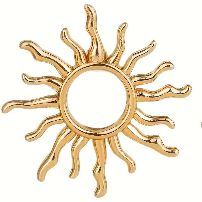Un par de elegantes aretes de girasol para mujer - Diseño vintage de pétalo dorado