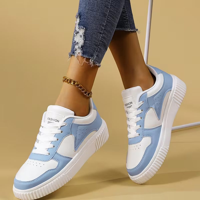Zapatillas informales y deportivas, unisex de dos tono, con cordones de punta baja