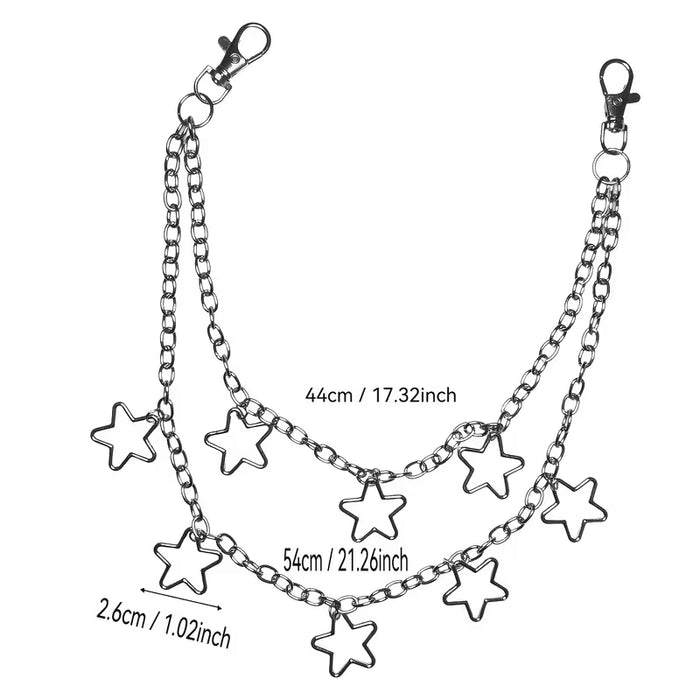 Correa de Cintura Doble Capa Metálica Estilo Punk con Colgante de Estrella