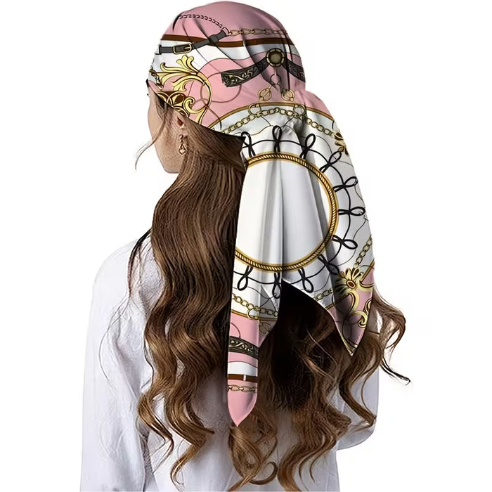 Chal para mujer, diseño de una sola cara, material: base rosa claro con patrones decorativos
