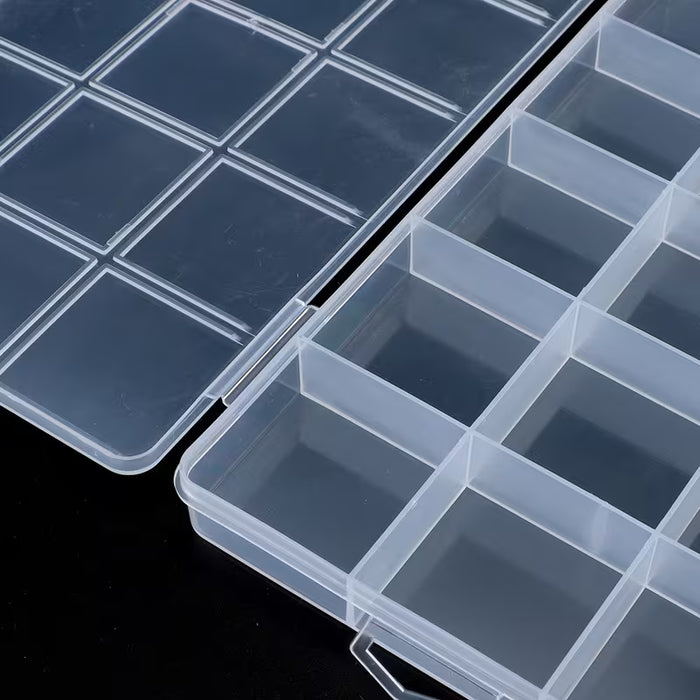 Caja de plástico con 24 compartimentos para organizar gomas elásticas y cuentas