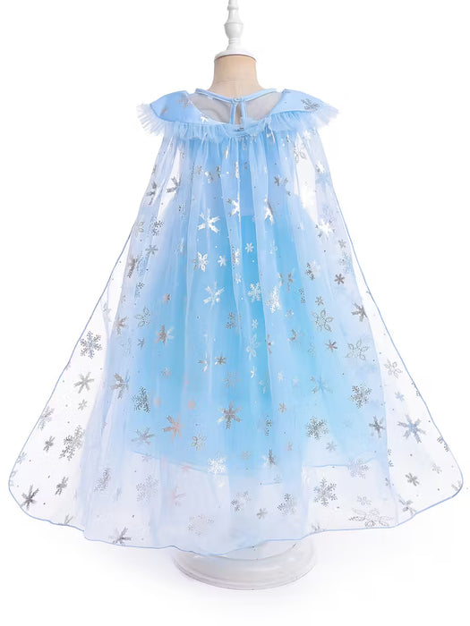 Encantador Vestido de Princesa Elsa de Frozen para Niñas - Sin Mangas, Tulle Azul