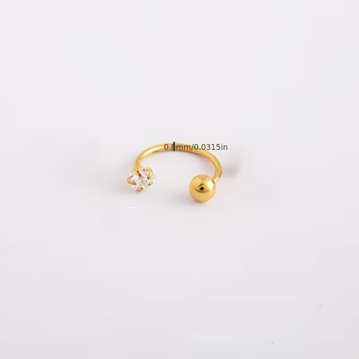1pc Aretes minimalistas dorados de acero inoxidable en forma de C