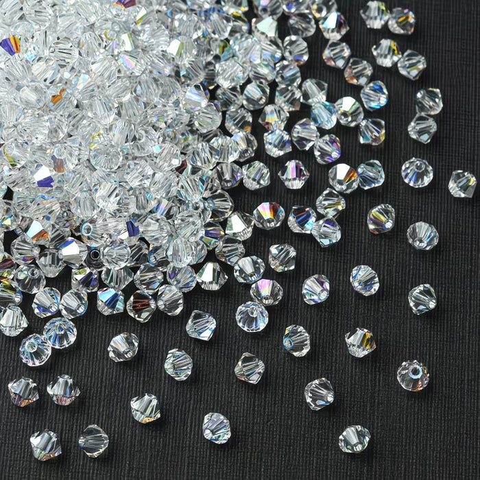 50 piezas de cuentas elegantes y surtidos de cuentas de 3 mm de cristal de vidrio con forma de diamante