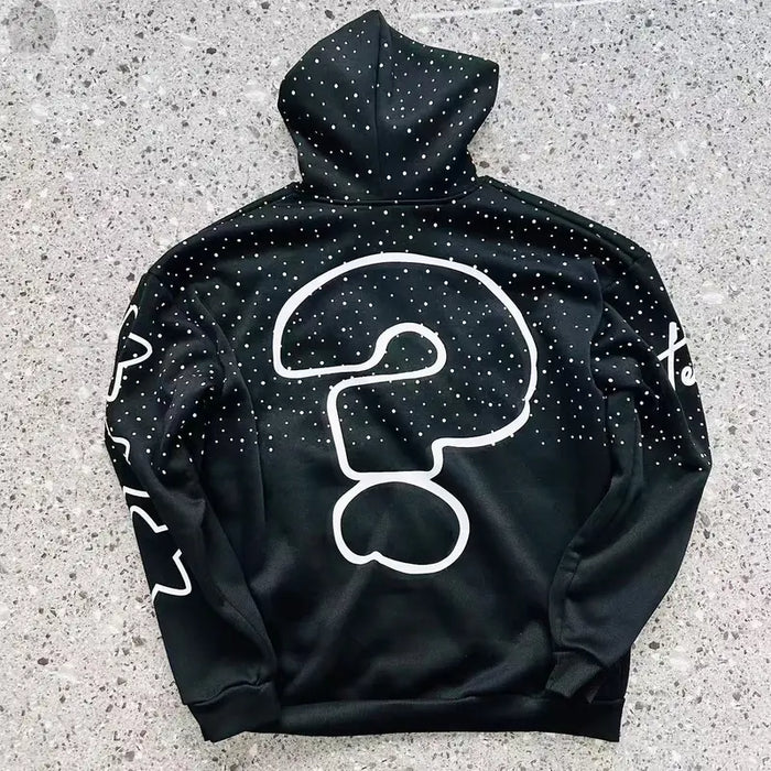Sudadera con capucha y cremallera con estampado de letras llamativas Y2K para mujer y hombre