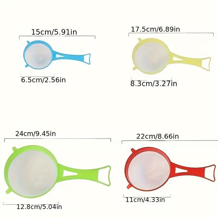 Juego de Tamices de Plástico Coloridos Portátiles con Agujero para Colgar Filtro