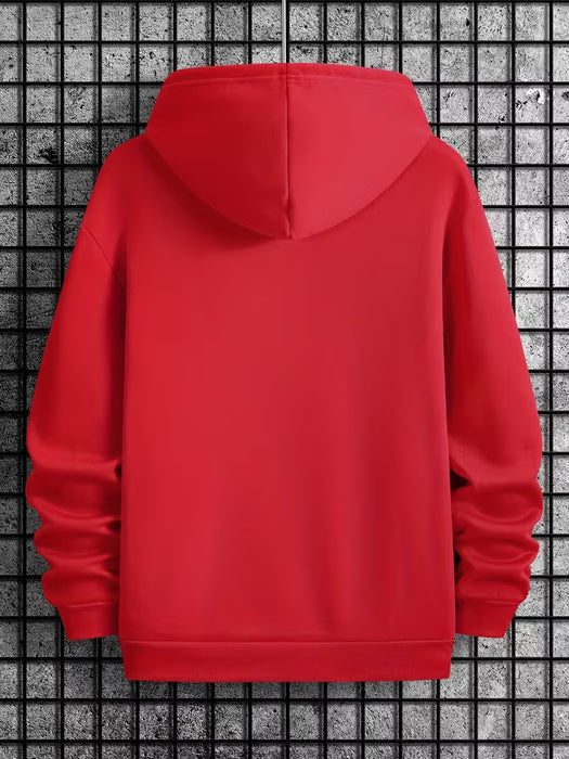 Sudadera casual para hombre con estampado de letras moderno y capucha con cordón