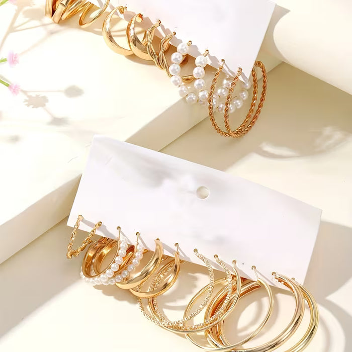 24 piezas de pendientes de perla de imitación elegantes y modernos