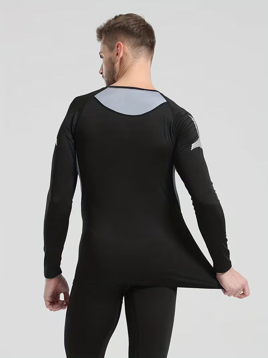 Camisetas de compresión para hombre, cuello redondo, manga larga