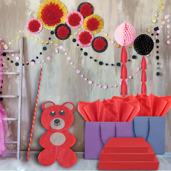 Paño de Papel Rojo, 100pcs 50.8 X 35.56cm, Papel de Tissue para Artes, Envoltorios de Regalo para Fiestas, Cumpleaños, Decoración