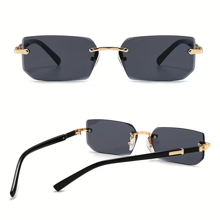 Gafas de Sol Sin Marco para Hombres y Mujeres, Estilo Clásico Cuadrado Pequeño