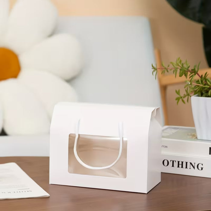 SHEIN 20 Bolsas de regalo, caja de papel kraft con ventana 20X15X11CM