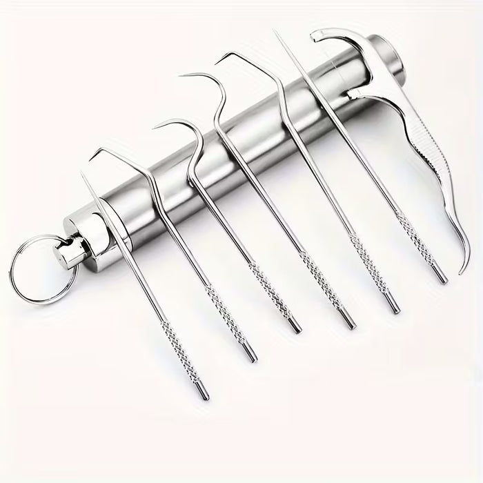 Juego de palillos de dientes de acero inoxidable, kit de palillos de bolsillo portátil