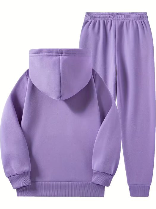 Conjunto de sudadera y pantalón para niñas con estampado de dibujos animados