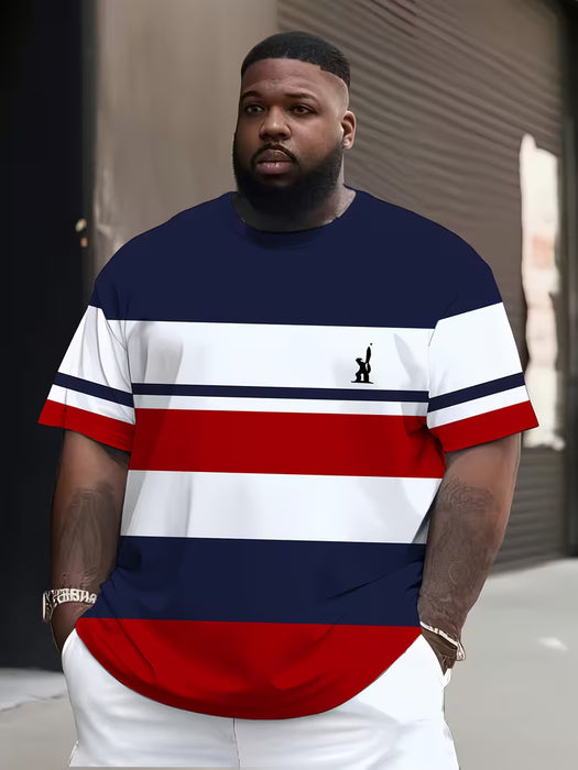 Camiseta de Hombre con Estampado 3D a Rayas - Cuello Redondo Casual