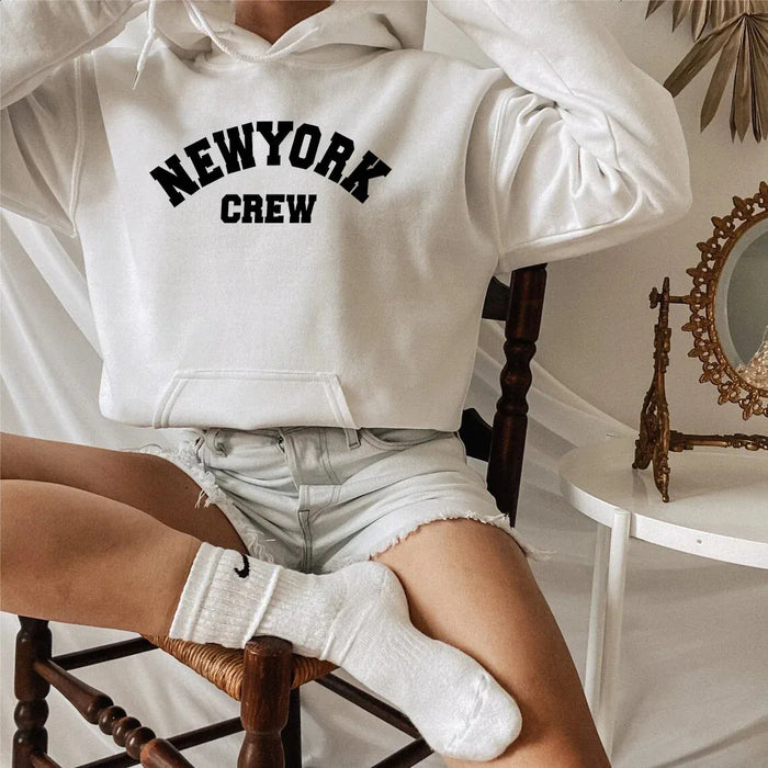 Sudadera con Capucha Hirsionsan Nueva York Estampado de Letras Mujer Básica