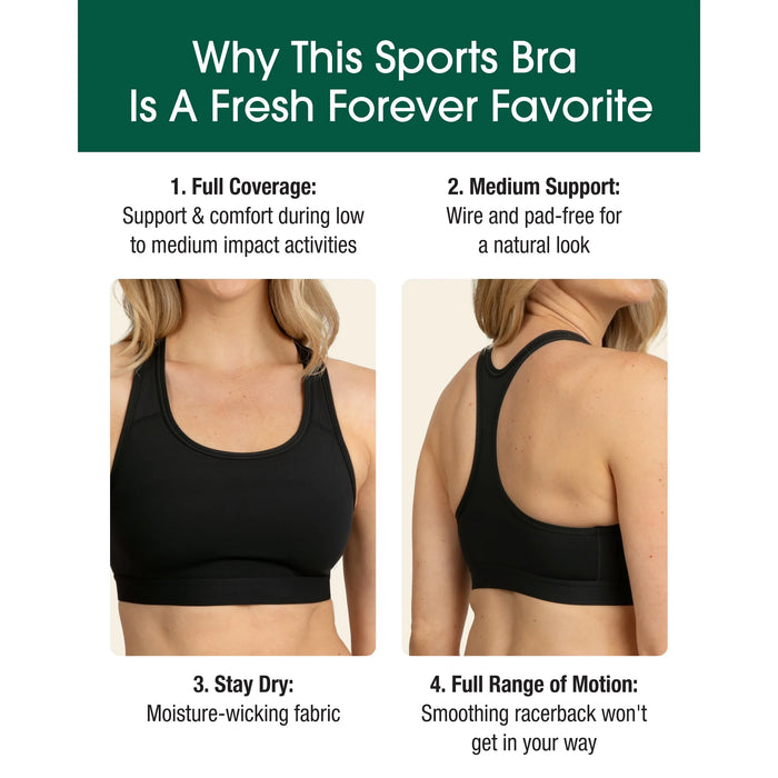 Sujetadores deportivos Fruit of the Loom de impacto medio para mujer (pack de 2) sin relleno