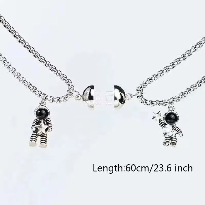 2 piezas (Un par) Collares Colgantes de Astronauta Divertido, Collares Creativos de Estrella para Parejas