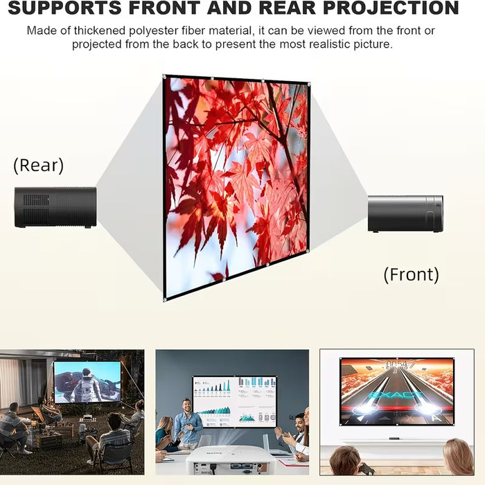 Pantalla de Proyección 3D 4K de 60 Pulgadas, Relación de Aspecto 16:9, Diseño Plegable Portátil