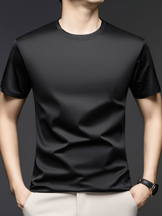 Camiseta Sólida de Manga Corta, Versátil para hombre, Informal Deportiva