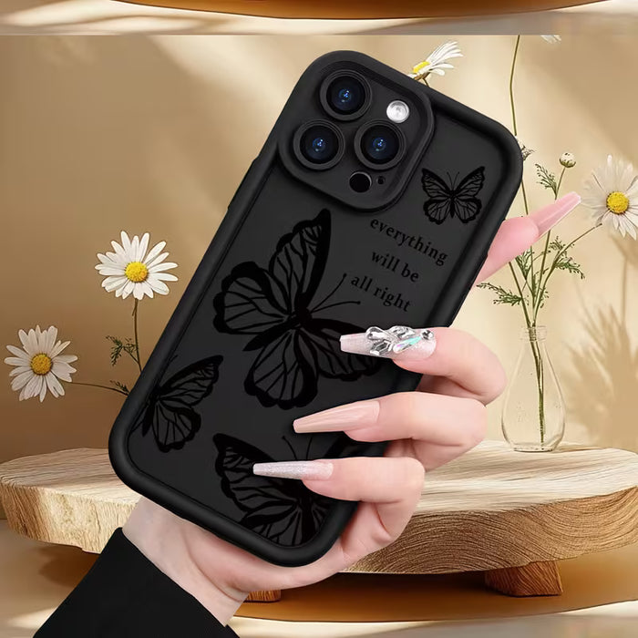 Estuche protector de teléfono con patrón de arte de mariposa minimalista para iPhone 12