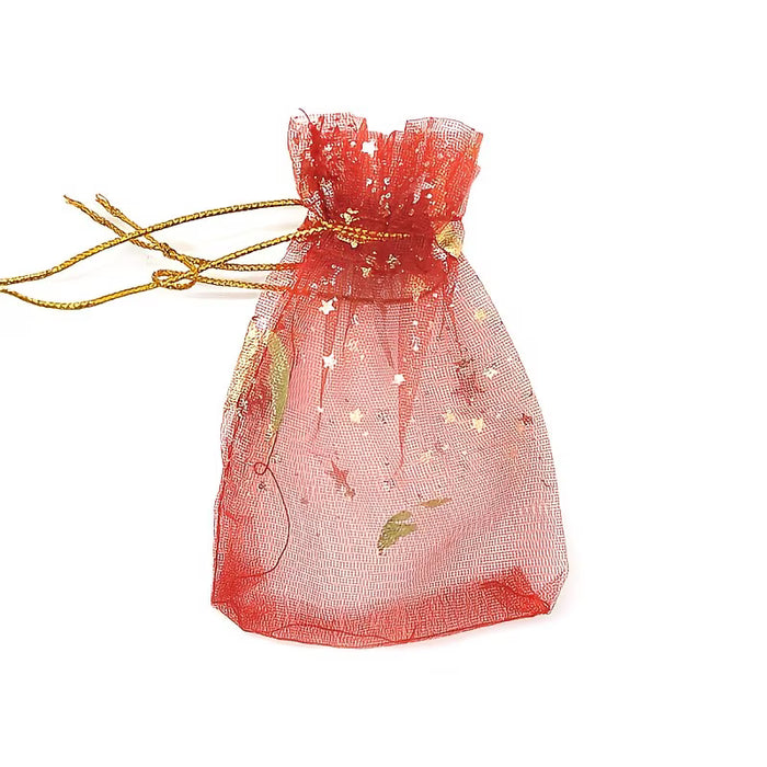 10pcs Bolsas de Organza Transparente con Cordón Estampado Luna y Estrellas