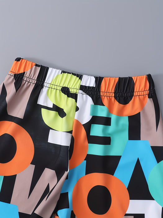 Conjunto de verano casual y elegante para niños con estampado geométrico colorido