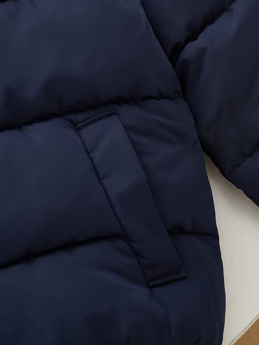 Chaqueta de Invierno con Capucha para Niños, Abrigo Cálido de Poliéster con Bolsillos y Cremallera