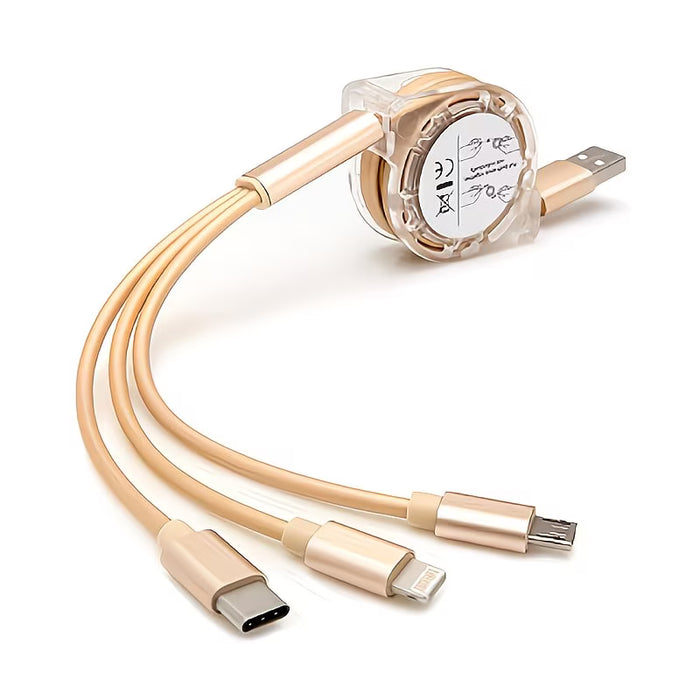 Cable cargador retráctil multiusb 3 en 1
