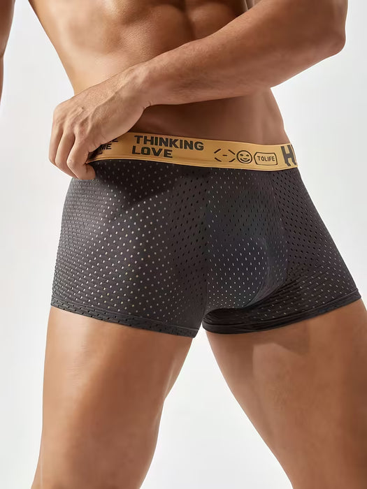 Bóxer para hombre con calados, diseño de malla, transpirable y cómoda