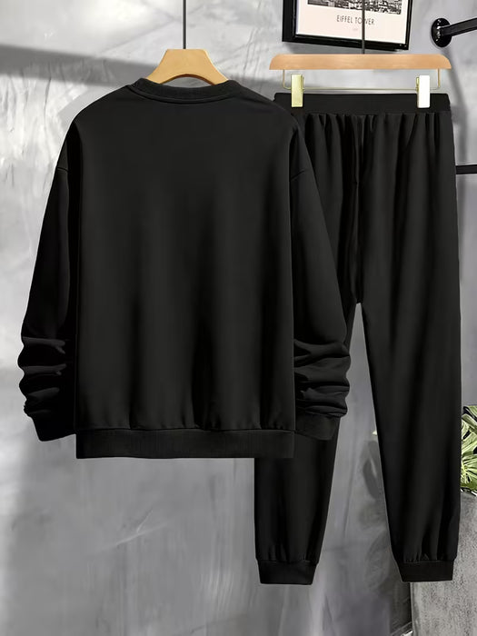 Conjunto de 2pcs sudadera y pantalón largo con estampado para hombre