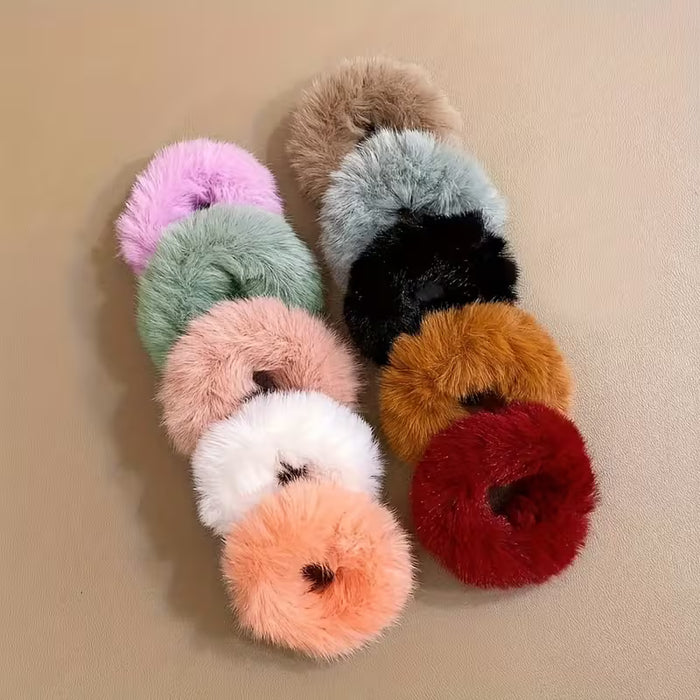 10 pics de Lindo Juego de Lazos para el Cabello de Franela Anillos de Pelo de Felpa para Mujeres