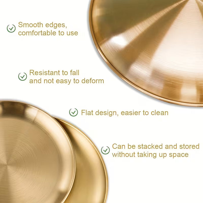 Shein 1 Pieza Plato de Cena BBQ Estilo Coreano Moderno, Bandeja de Servir de Acero Inoxidable Resistente