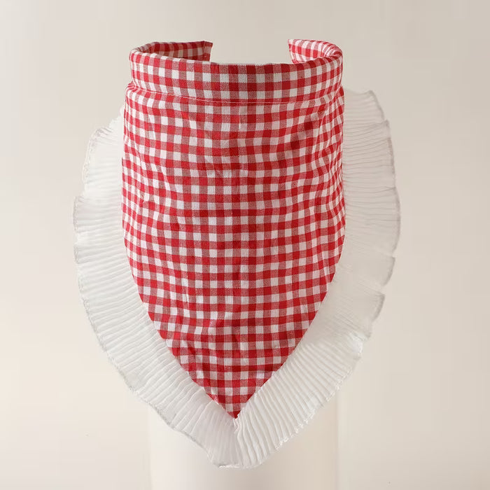 1pc Diadema de Bufanda a Cuadros y Gingham para Mujer - Bordes con Volantes