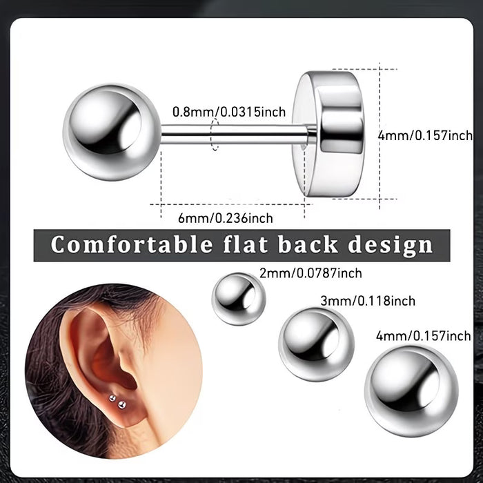 1 Par de aretes esféricos con tornillo con diseño de disco redondo