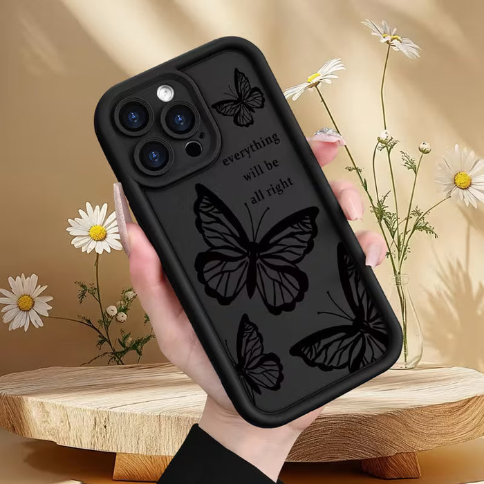 Estuche protector de teléfono con patrón de arte de mariposa minimalista para iPhone 12