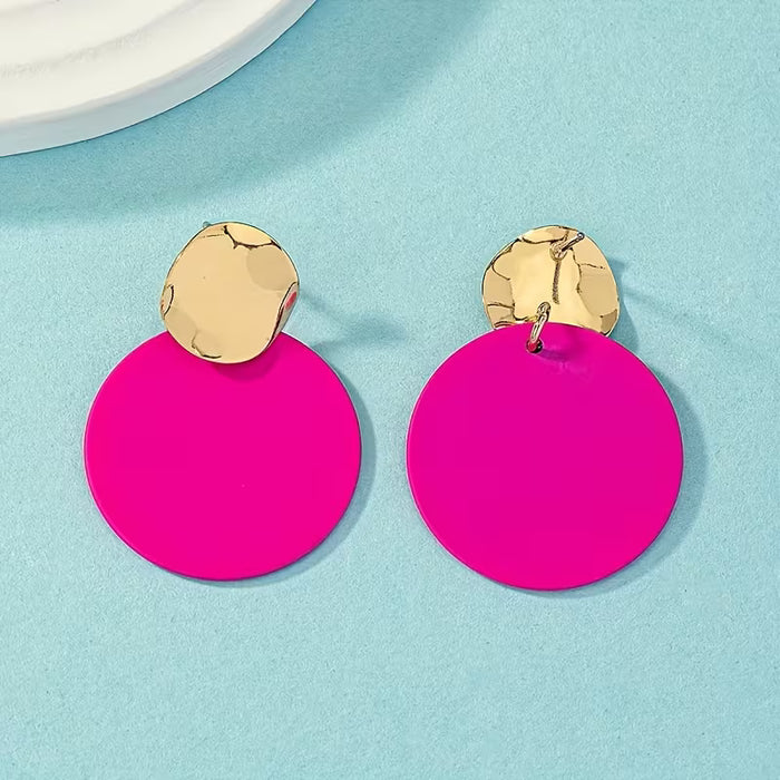 2pcs de elegantes pendientes geométricos, diseño circular para mujeres