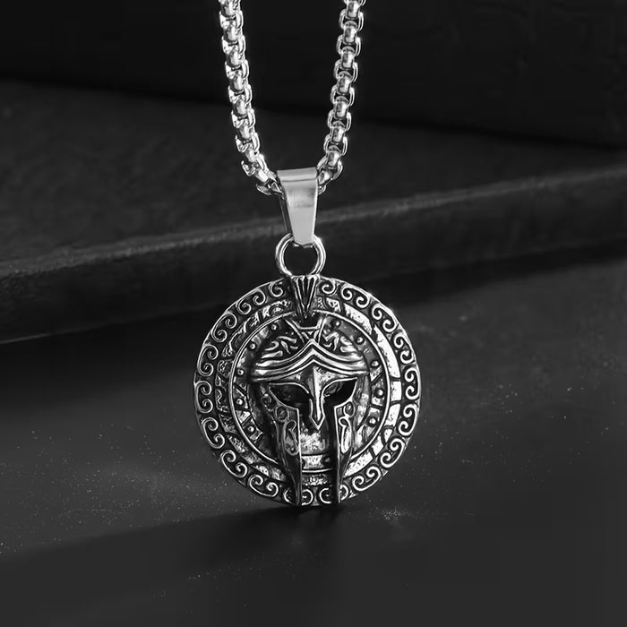 1pc Colgante de Casco Espartano - Diseño de Escudo y Lanza de Guerrero Espartano