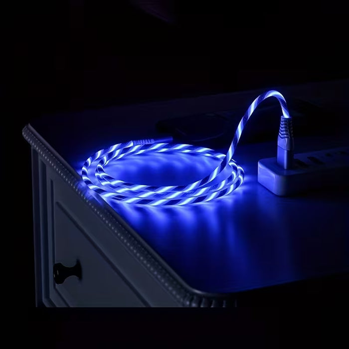 1 pieza Cable de carga 3 en 1 con efecto de flujo 12W para for - USB Type-C y Micro USB