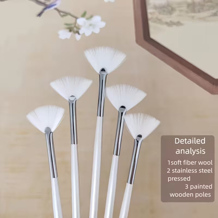 Set de 3 brochas de belleza en forma de abanico con cerdas suaves