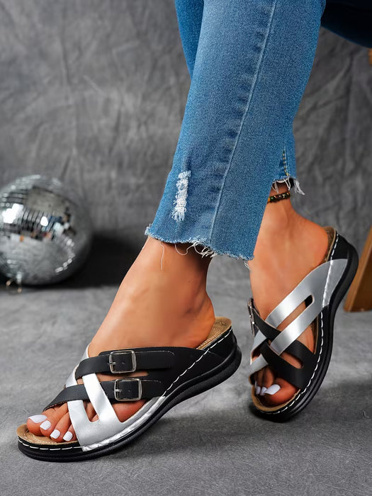 Sandalias de cuña elegantes para mujer - Con suela gruesa