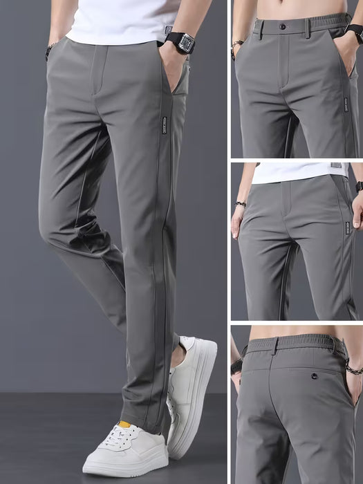 Pantalón de vestir de corte entallado con microelasticidad para hombre