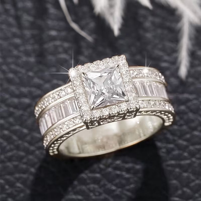 1pc Anillo de Compromiso/Boda de Corte Cuadrado Lujoso y Elegante