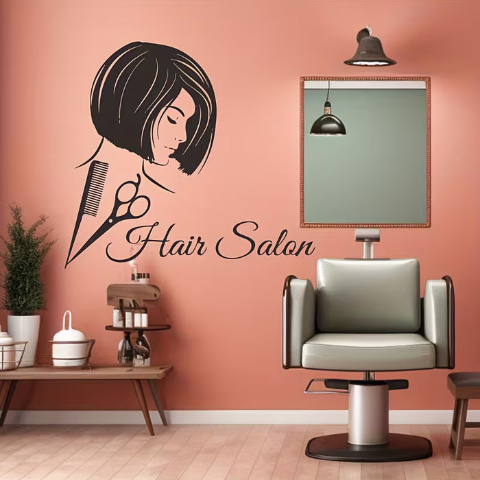 1 ud. Adhesivos de pared - Calcomanía de tijeras y peine para salón de belleza