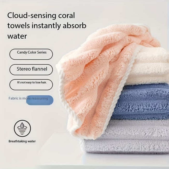 Juego de 4 toallas de coral de lujo superabsorbentes