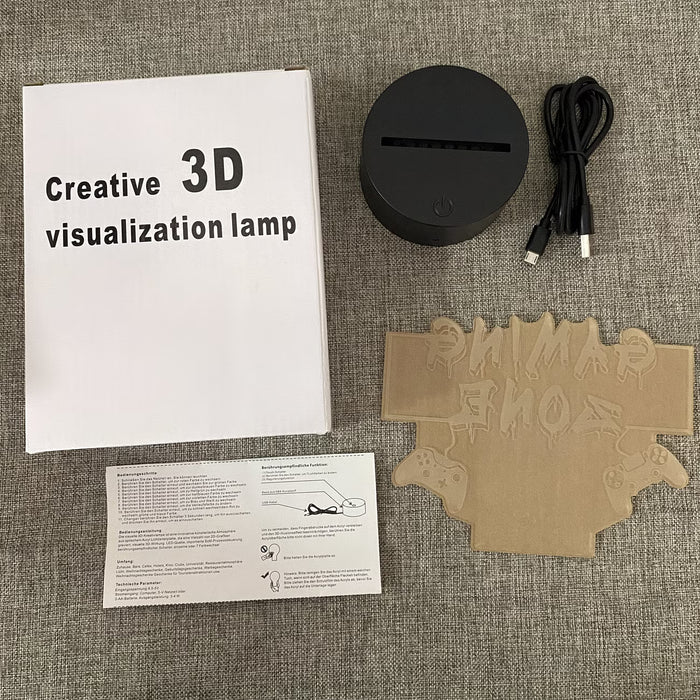 1pc Luz Nocturna 3D Creativa de zona de juego