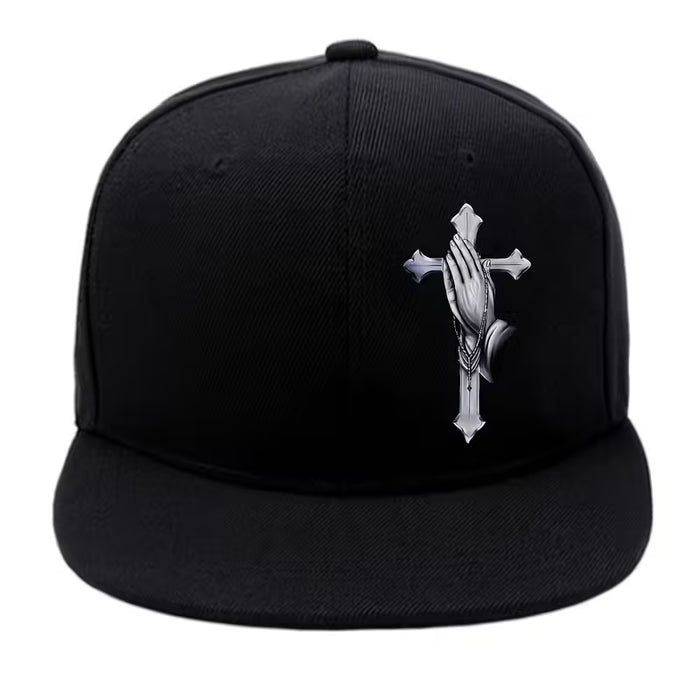 Gorra de béisbol hip-hop de visera plana con un interesante patrón de manos