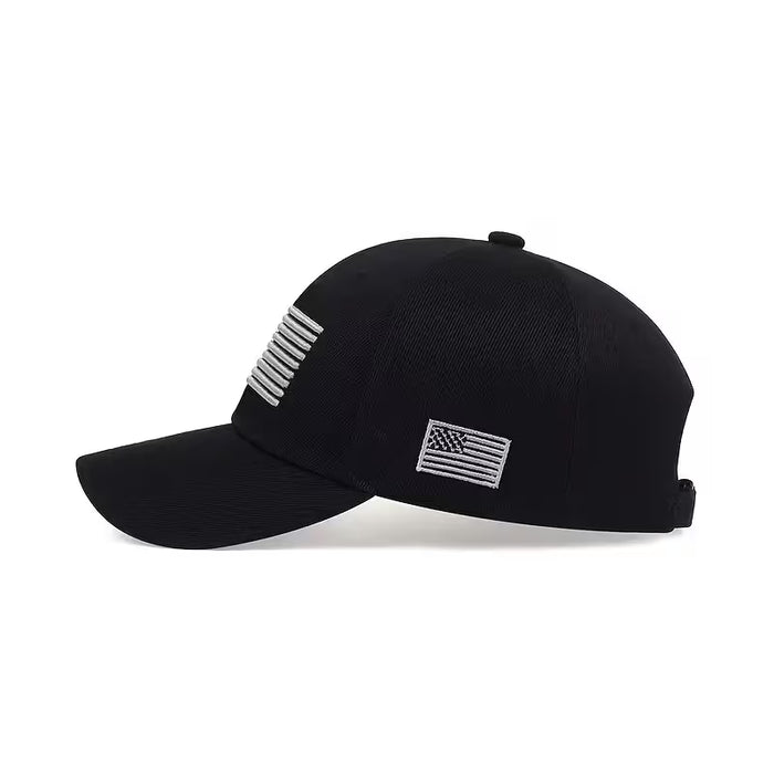 1 Gorra de béisbol bordada con la bandera americana, gorra retro ajustable